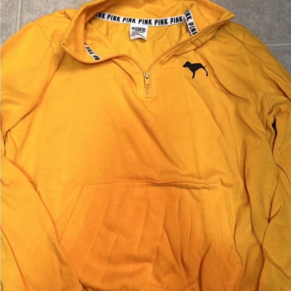 PINK Victoria's Secret Yellow Long Sleeve Polo Sweatshirt